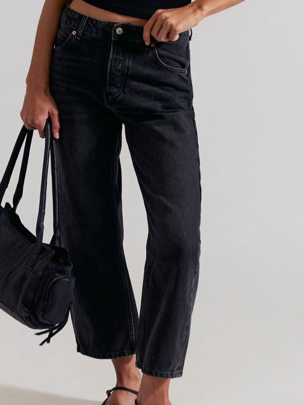 We The Free DEEP TRANCE MID RISE DROPPED Boyfriend jeans Denim black free people